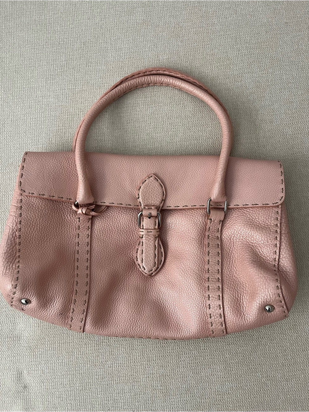 Fendi Selleria Blush Pink Leather Top Handle Satchel - Picture 10 of 16